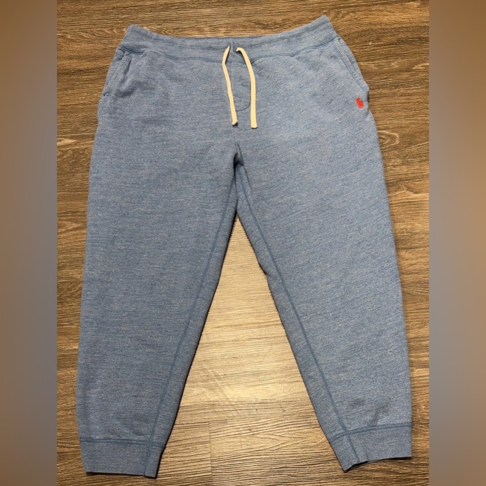 Ralph Lauren Light Blue Fleece Joggers with Red Logo Size XXL